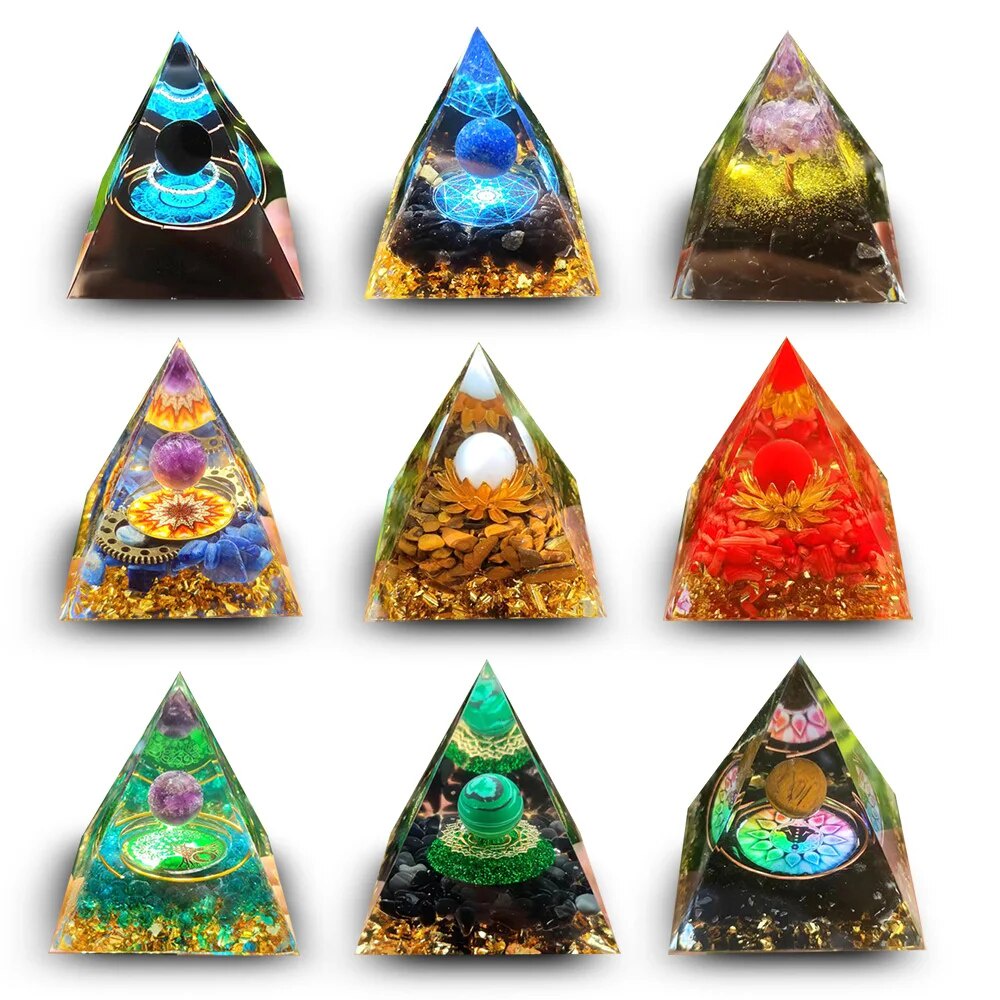 Pyramid Crystals Natural Stone Home Office Decoration Energy Generator Healing Reiki Chakra Meditati