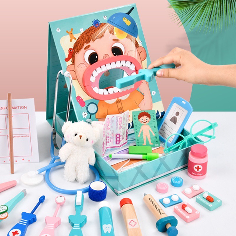 MooShi -ชุดเซ็ตของเล่นคุณหมอตรวจฟัน ของเล่นบทบาทสมมุติ มีให้เลือก ชุดเล็ก+ชุดใหญ่