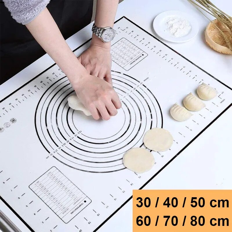 Large Size Silicone Kneading Pad Non-Stick Surface Rolling Dough Mat With Scale Kitchen Cooking Past