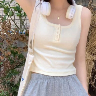 เสื้อกล้ามครอปครึ่งตัว ใส่หน้าร้อน มินิมอล