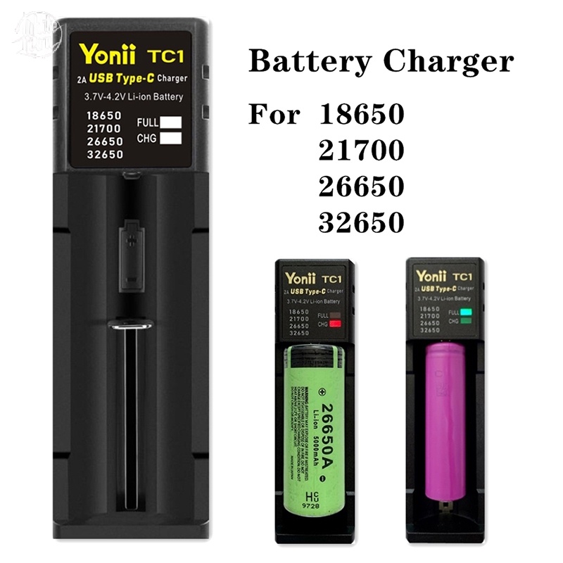 Wl| ใหม่ ที่ชาร์จ USB-C ช่องเดียว สําหรับ 18650 21700 26650.etc Nimh