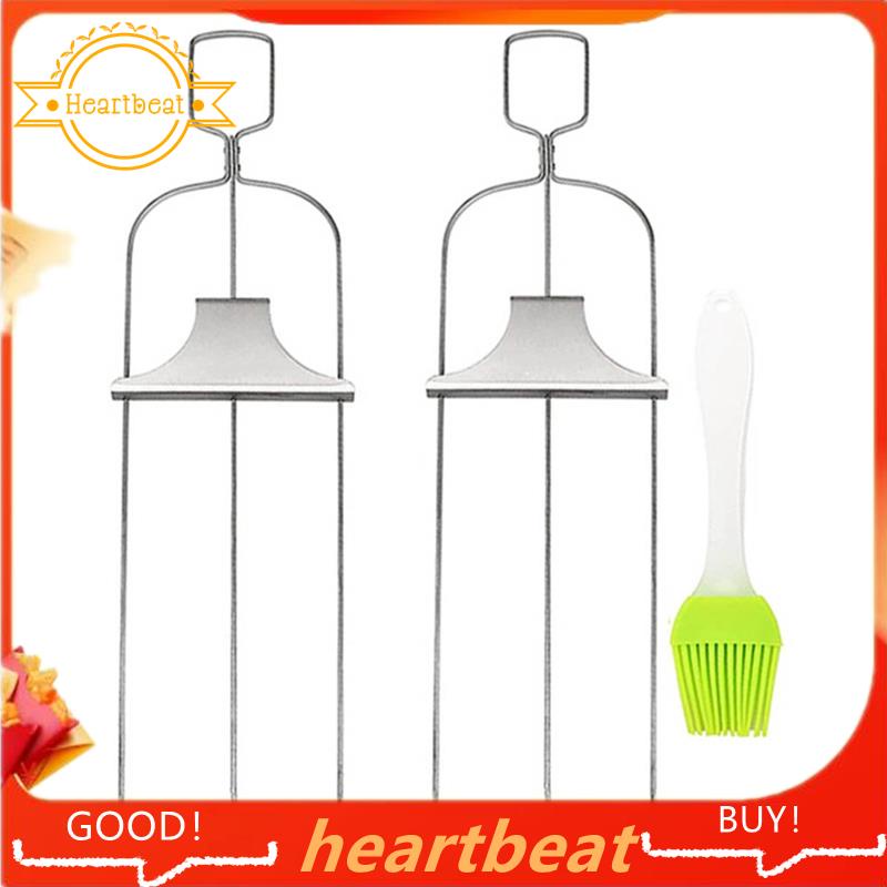 2PCS สแตนเลส 14 นิ้ว BBQ Shish Kabob Skewer Sticks สําหรับย่าง Outings เครื่องมือทําอาหาร,