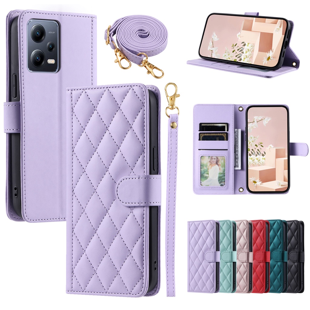 เคส Case for Samsung Galaxy S24 Ultra S21 S20 FE S23 Plus S20+ S21+ S23+ S24+ ซัมซุง S24 FE 5G โทรศัพท์มือถือหนัง PU TPU นิ่ม ฝาพับ พร้อมช่องใส่บัตร และสายคล้อง หรูหรา สําหรับ Flip Cover Leather Wallet Shoulder Sling Strap Lanyard ซองมือถือ
