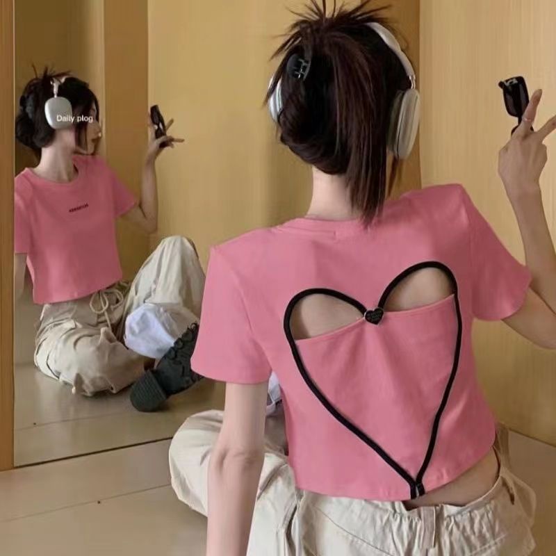 เสื้อยืดแขนสั้น เข้ารูป แฟชั่นฤดูร้อน สําหรับผู้หญิง และนักเรียน