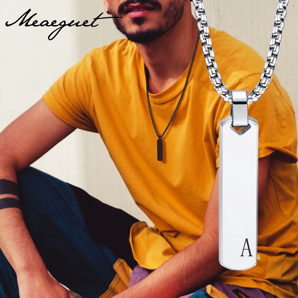 Meaeguet สร้อยคอสเตนเลส จี้ตัวอักษรภาษาอังกฤษ A-Z 26 ตัว แฟชั่น สําหรับคนรัก ของขวัญ