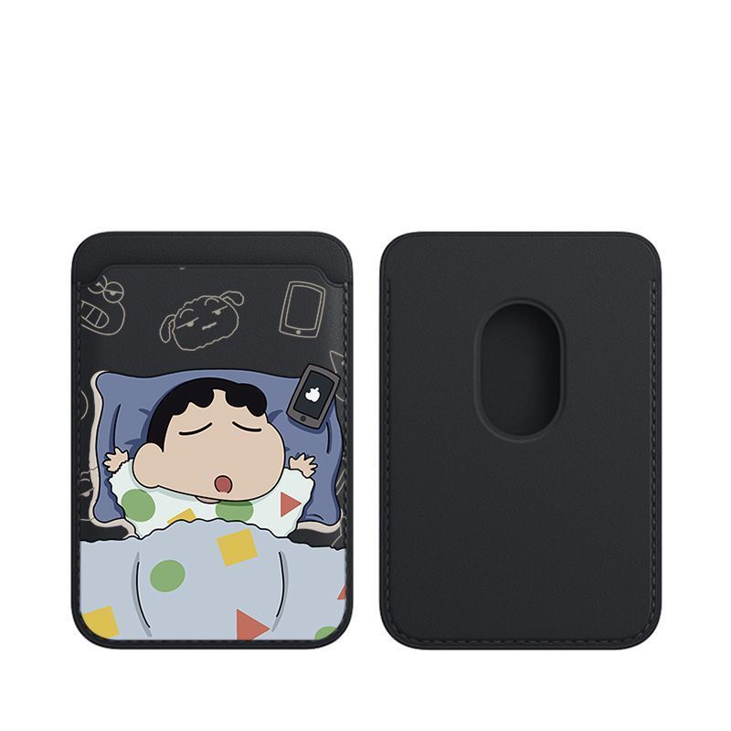 เครยอนชินจัง MagSafe กระเป๋าใส่บัตรแม่เหล็ก iphone15promax กระเป๋าใส่บัตรหนัง Apple 14PLUS 13pro/ 12