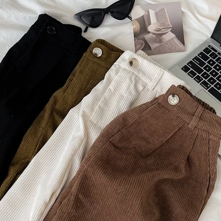 TAYCEN S-4XL กางเกงขายาว ขาตรง เอวสูง ทรงหลวม สไตล์เกาหลี สําหรับผู้หญิง