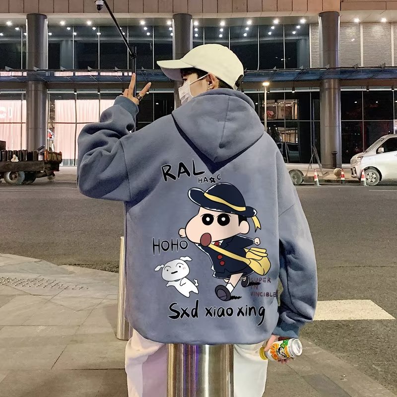 【 M-8XL 】การ์ตูนญี่ปุ่น Crayon Shin Chan พิมพ์ Hoodie สำหรับผู้ชาย Harajuku แจ็คเก็ตขนาดใหญ่หลวมแจ็คเก็ตผู้ชาย