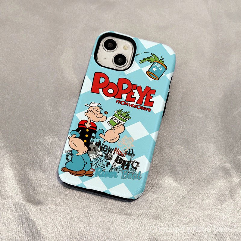 เคสโทรศัพท์มือถือแบบแข็ง สองชั้น กันกระแทก ลายการ์ตูน Popeye สําหรับ Iphone 15Promax 15Pro 14 Pro Max 14 plus 13 Pro Max 13 13pro 11 Pro Max 11 Pro X XR Xs Max 12Pro