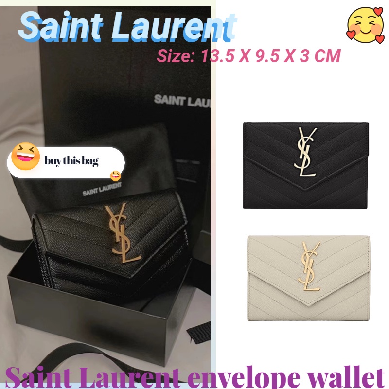 ysl แซงต์โลรองต์ กระเป๋าสตางค์ซอง Saint Laurent/กระเป๋าสตางค์สั้น/กระเป๋าเหรียญ/ผู้หญิง