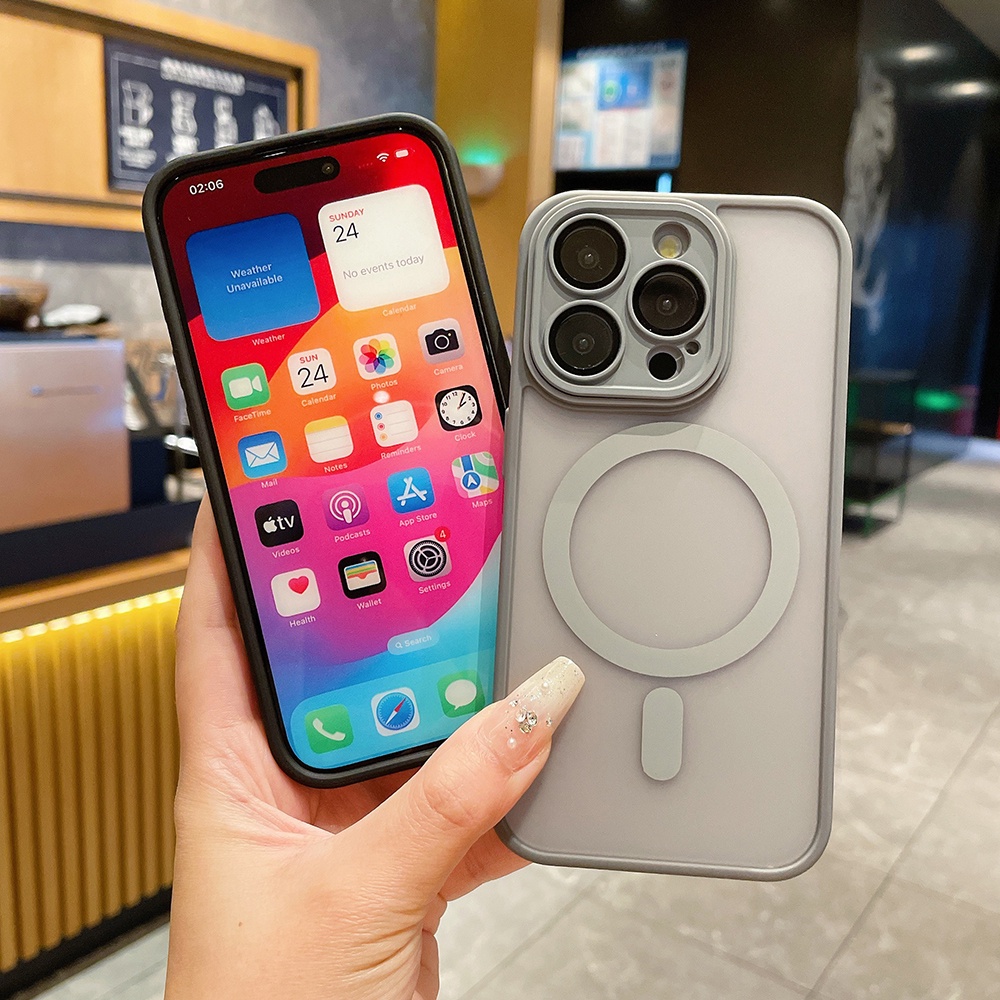 สําหรับไร้สายชาร์จสําหรับiPhone 15 14 Plus 13 12 11 Pro Maxเลนส์ป้องกันTPUกรอบเคลือบพลาสติกL07 T07