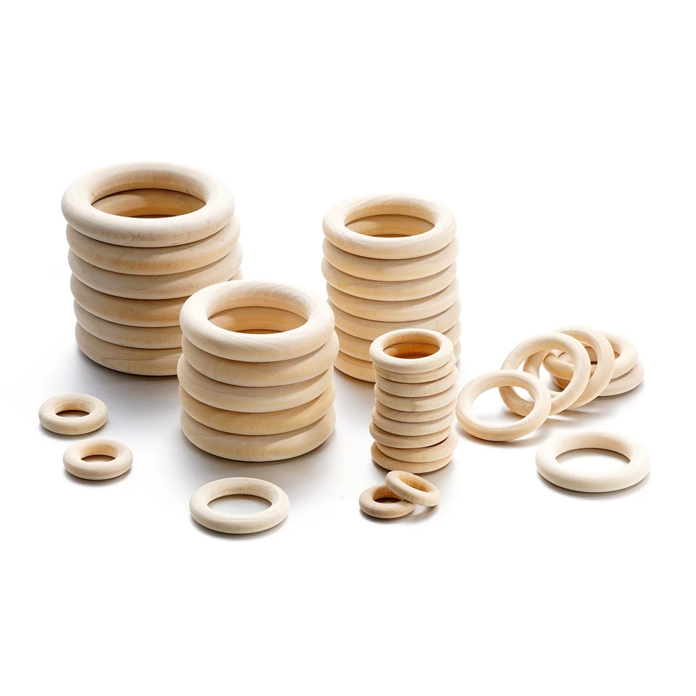 3-20ชิ้น ห่วงไม้ธรรมชาติ 2-7ซม วงกลมไม้ DIY อะไหล่เชื่อมเครื่องประดับ งานฝีมือ มาคราเม่ แข็งแรง ทนทาน