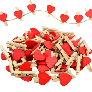 คลิปไม้หนีบกระดาษ รูปหัวใจ ขนาดเล็ก โรแมนติก สําหรับตกแต่งปา…