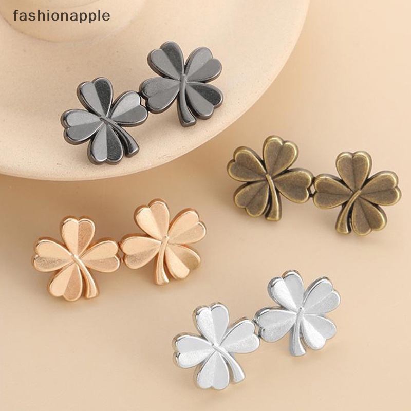 [fashionapple] กระดุมรัดเอว รูปใบโคลเวอร์สี่แฉก ปรับได้ สําหรับกางเกงยีน 1 คู่
