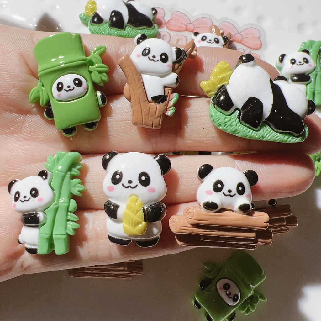 แผ่นกาวไม้ไผ่ รูปแพนด้า แฮนด์เมด diy อุปกรณ์เสริม สําหรับติดรองเท้า หมวก ครีม กาว
