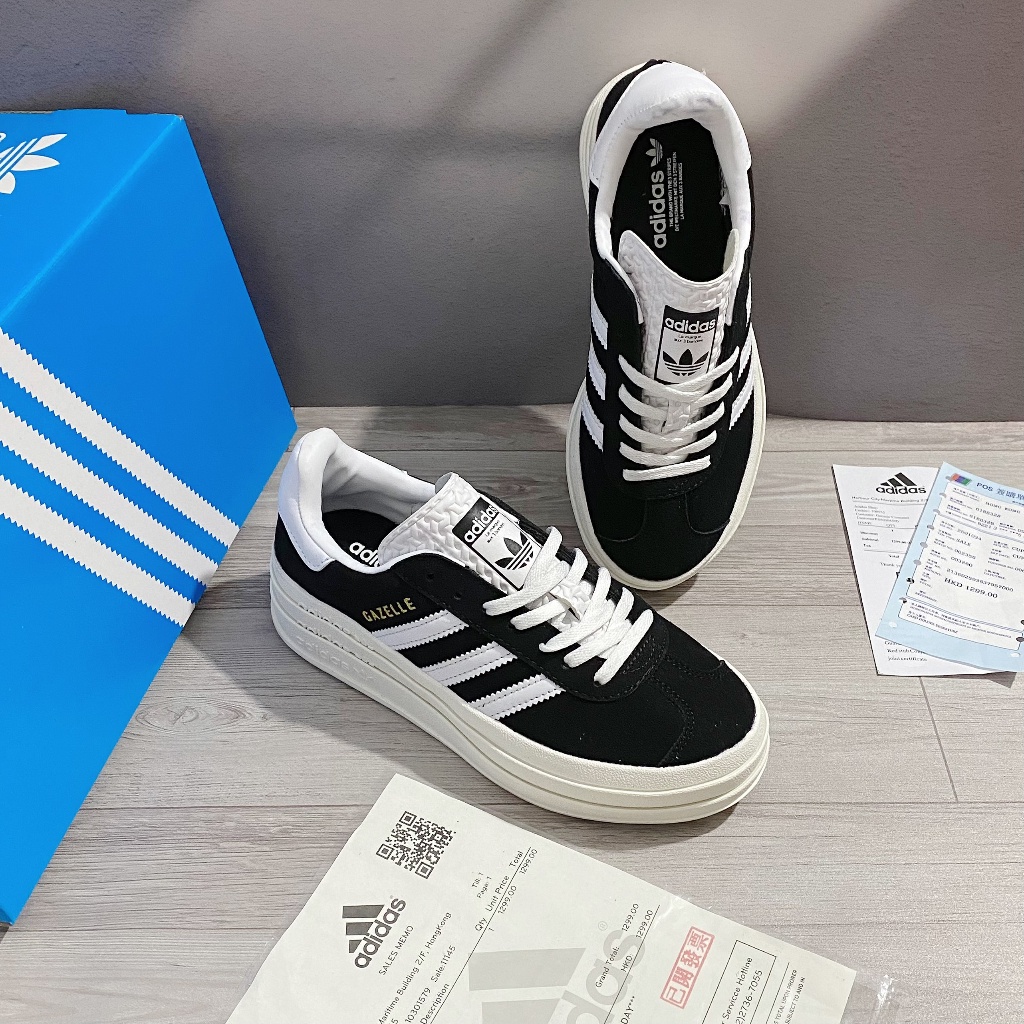 Adidas Wmns Gazelle Bold'Black White' HQ6912 Sneakers full box + bill Hot Trend 2023