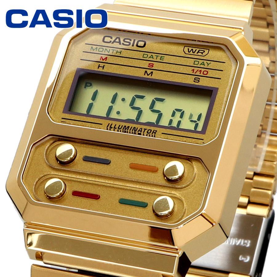 [Time Cruze] Casio A100 "Pac Man" Adjustable Digital Gold Tone Stainless Steel Unisex Watch A100WEG