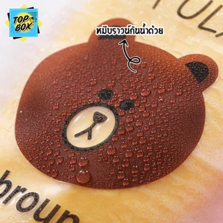 ถุงพลาสติกเก็บเครื่องสำอาง หูรูดใส่ของ ลายหมีบราวน์ (แพ็ค 10 ใบ) PVC
