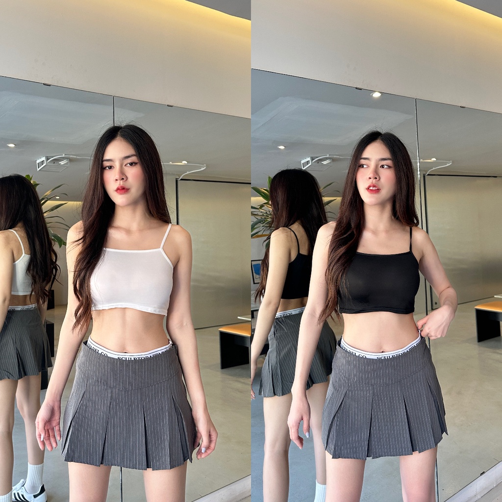 Aurora 🛒พร้อมส่ง🚚 เสื้อสายเดี่ยว วินเทจ เสื้อผ้าเเฟชั่น ไม่มีฟองน้ำ ผ้านิ่มใส่สบาย ทรงครอปสั้น กำลังมา YP-2
