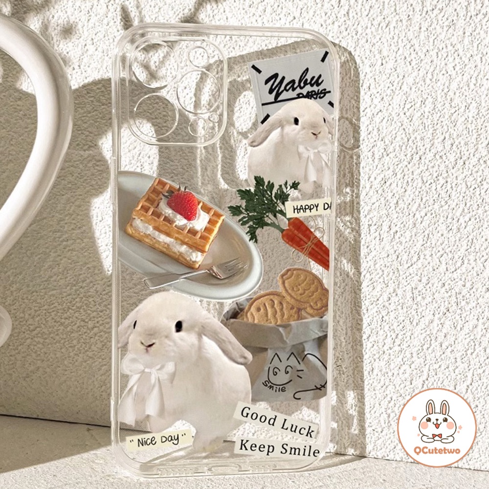 เคสโทรศัพท์มือถือ แบบใส กันตก ลายกระต่ายน่ารัก สําหรับ Iphone 11 12 13 14 Pro Max 7Plus 8Plus XR XS