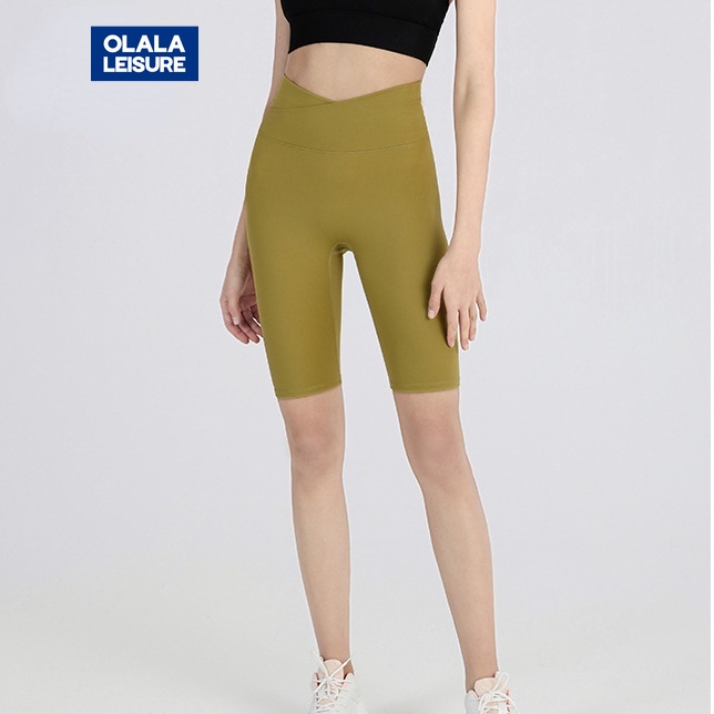OLALA LEISURE กางเกงกีฬาขาสั้น เอวสูง แบบแห้งเร็ว เหมาะกับใส่เล่นโยคะ วิ่งออกกําลังกาย สําหรับผู้หญิง YK120 YY