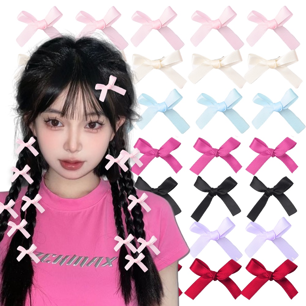 กิ๊บติดผม ริบบิ้นโบว์ ผ้าไหมถัก เรียบง่าย สําหรับผู้หญิง / กิ๊บติดผมโบว์ 8 ชิ้น / กิ๊บติดผม โบว์เล็ก Y2K / ริบบิ้นผ้าไหมสี / กิ๊บติดผม โบว์ หวาน เท่ เครื่องประดับผม สําหรับผู้หญิง