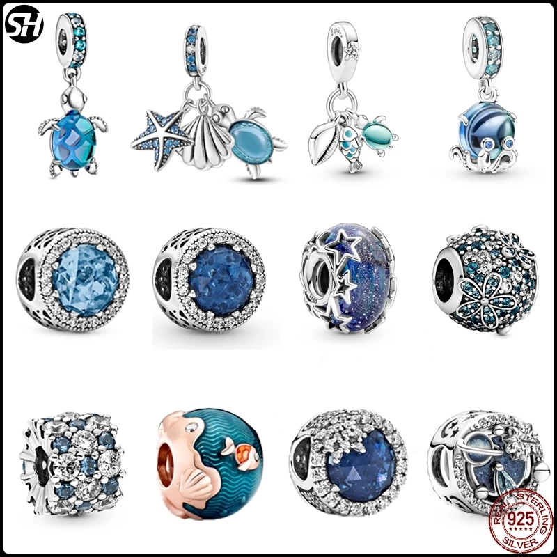 ใหม่ Charms เงิน 925 คลิป evil eye gold letter stopper สร้อยข้อมือ Ocean Blue Sea เต่า Dangle ลูกปัด DIY ผู้หญิงเครื่องประดับฤดูร้อนคอลเลกชัน