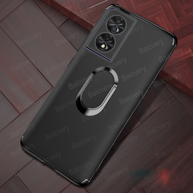 TCL 40 Nxtpaper 4G / TCL 505 / TCL 50 5Gเคสโทรศัพท์TPUซิลิคอนปกอ่อนกรณีโลหะแหวนนิ้วผู้ถือแฟชั่นเชลล์