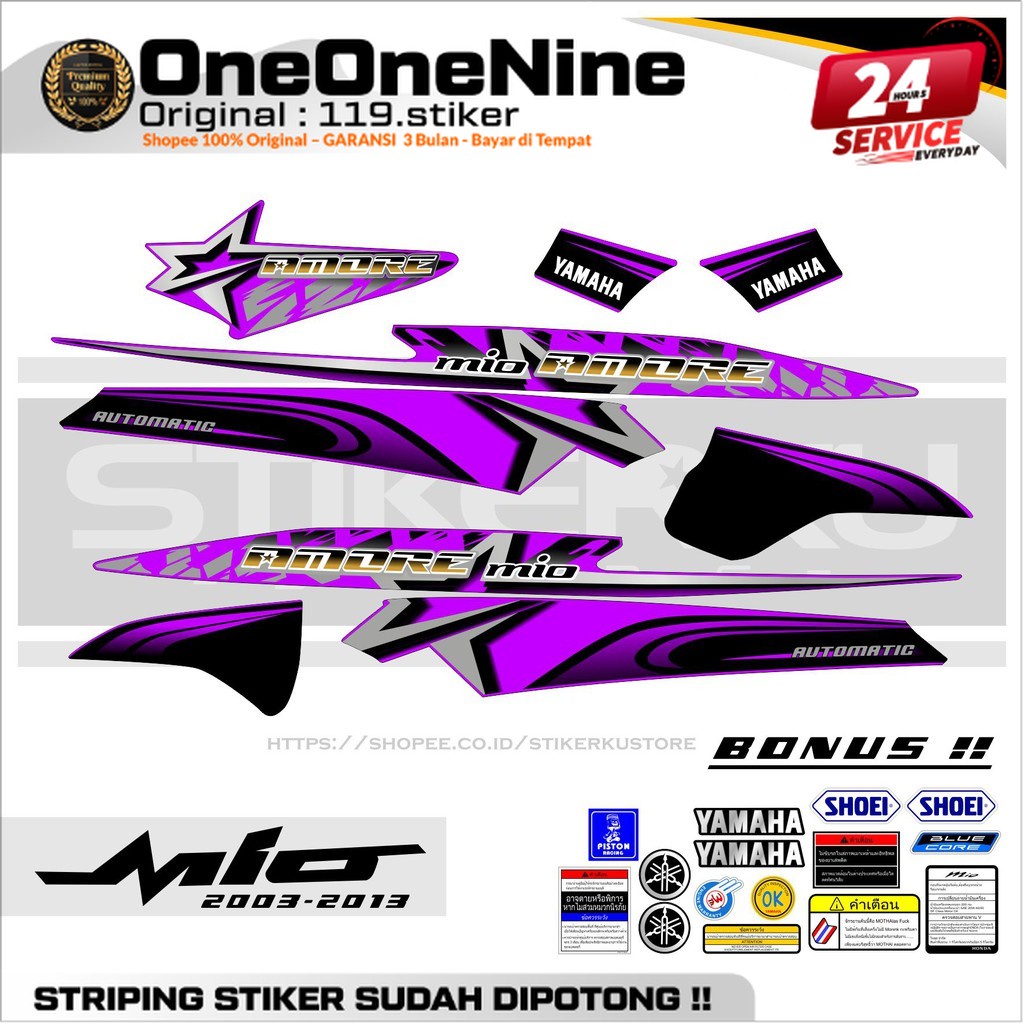 MIO AMORE PREMIUM STRIPING / THAILAND / สติ๊กเกอร์ AMORE / MIO AMORE STICKERS / SMILE / OLD / GARNIS