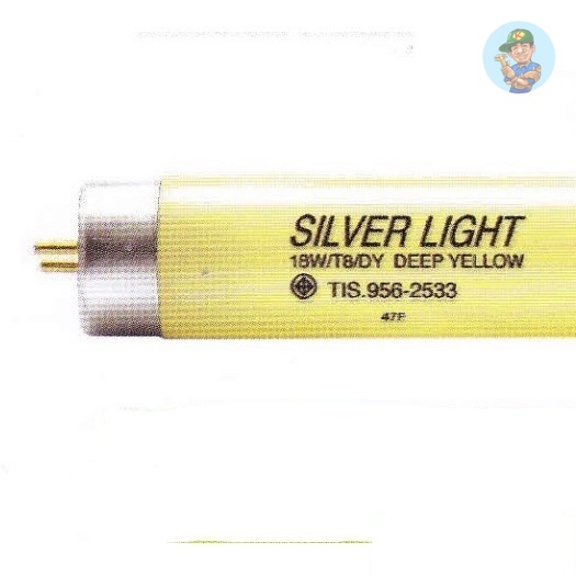 💡 หลอดไฟไล่แมลง Silver Light Fluorescent Lamp, Deep Yellow, 18W F18T8-DY