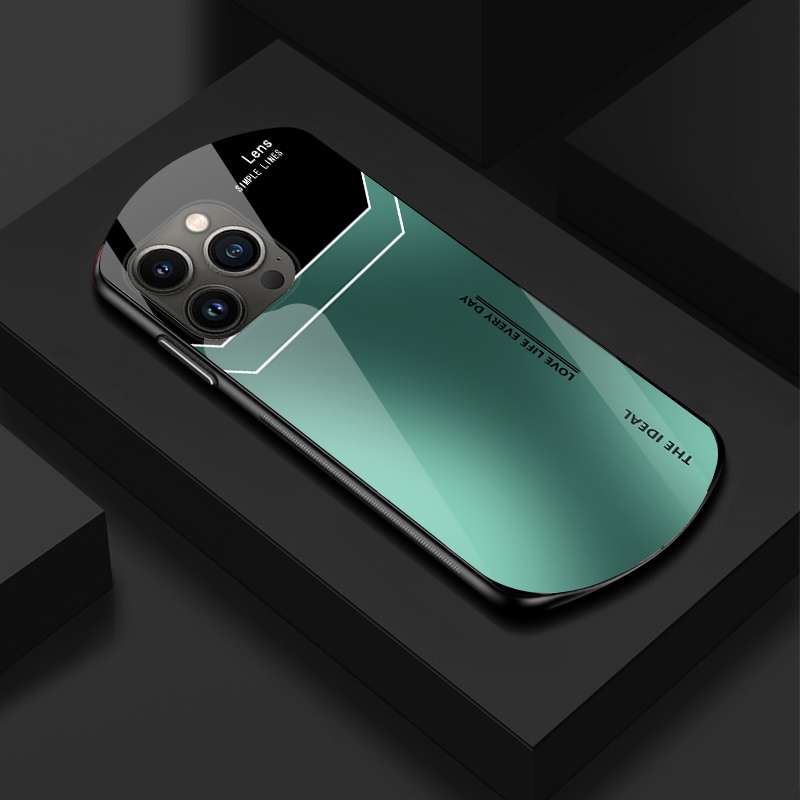 Hoce เคสโทรศัพท์มือถือกระจกนิรภัย ขอบนิ่ม กันตก ไล่โทนสี หรูหรา สําหรับ iPhone 15 12 11 14 13 Pro Max 12mini XS Max XR XS 8 7Plus