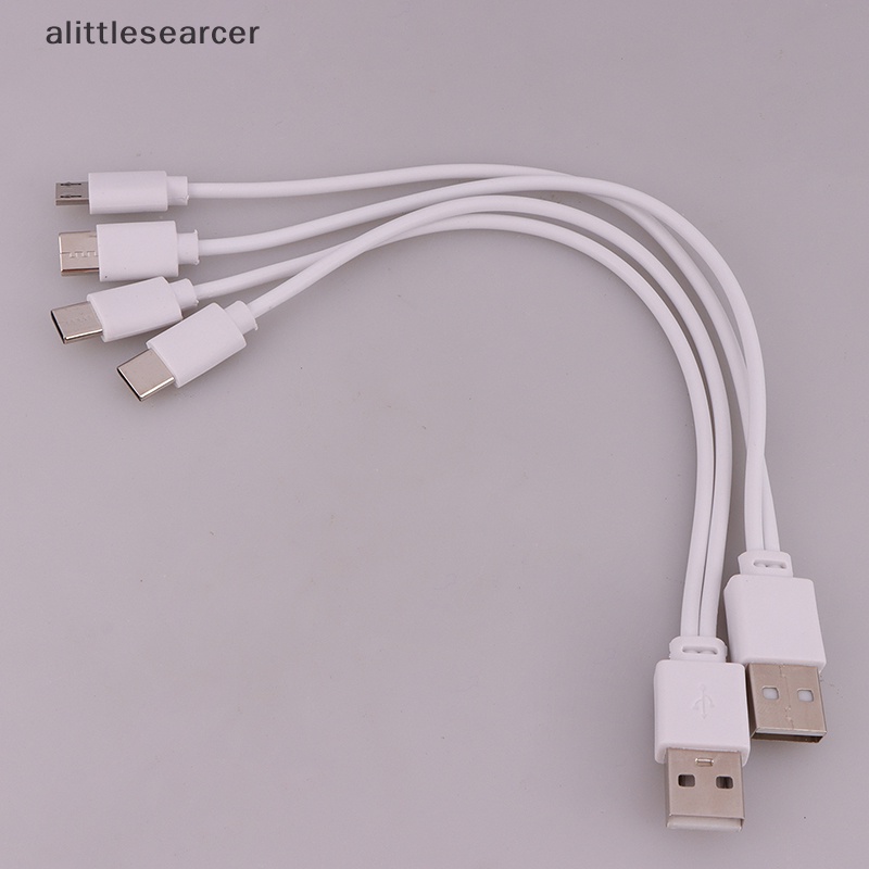 Alittlesearcer 2 in 1 สายชาร์จ USB ตัวผู้ เป็น Micro USB Type-C สําหรับ Android สมาร์ทโฟน แท็บเล็ต 1 ชิ้น
