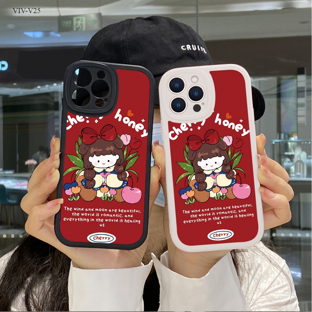 VIVO V25 V25E V23 S1 T1X Pro 5G เคสวีโว่ สำหรับ Cherry Girl เคส เคสโทรศัพท์