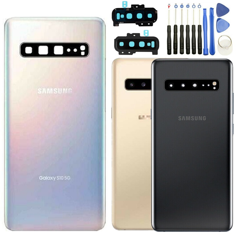 Samsung S10 5G ฝาครอบกระจกด้านหลัง SM-G977 ฝาครอบกระจกด้านหลังด้านหลัง + เครื่องมือ + ฝาครอบเลนส์กล้อง & CSJL