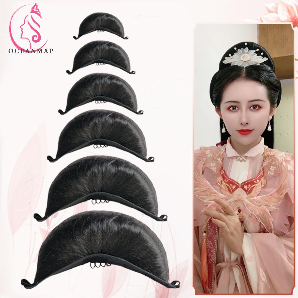 Oceanmap ครัวซองต์ Chignon ชุดโบราณ ผู้หญิง ถ่ายภาพ ย้อนยุค แผ่นผม ฮั่นฝู วิกผม เจ้าหญิง วิกผม วินเทจ ที่คาดผม แบบดั้งเดิม สไตล์จีน กิ๊บติดผม