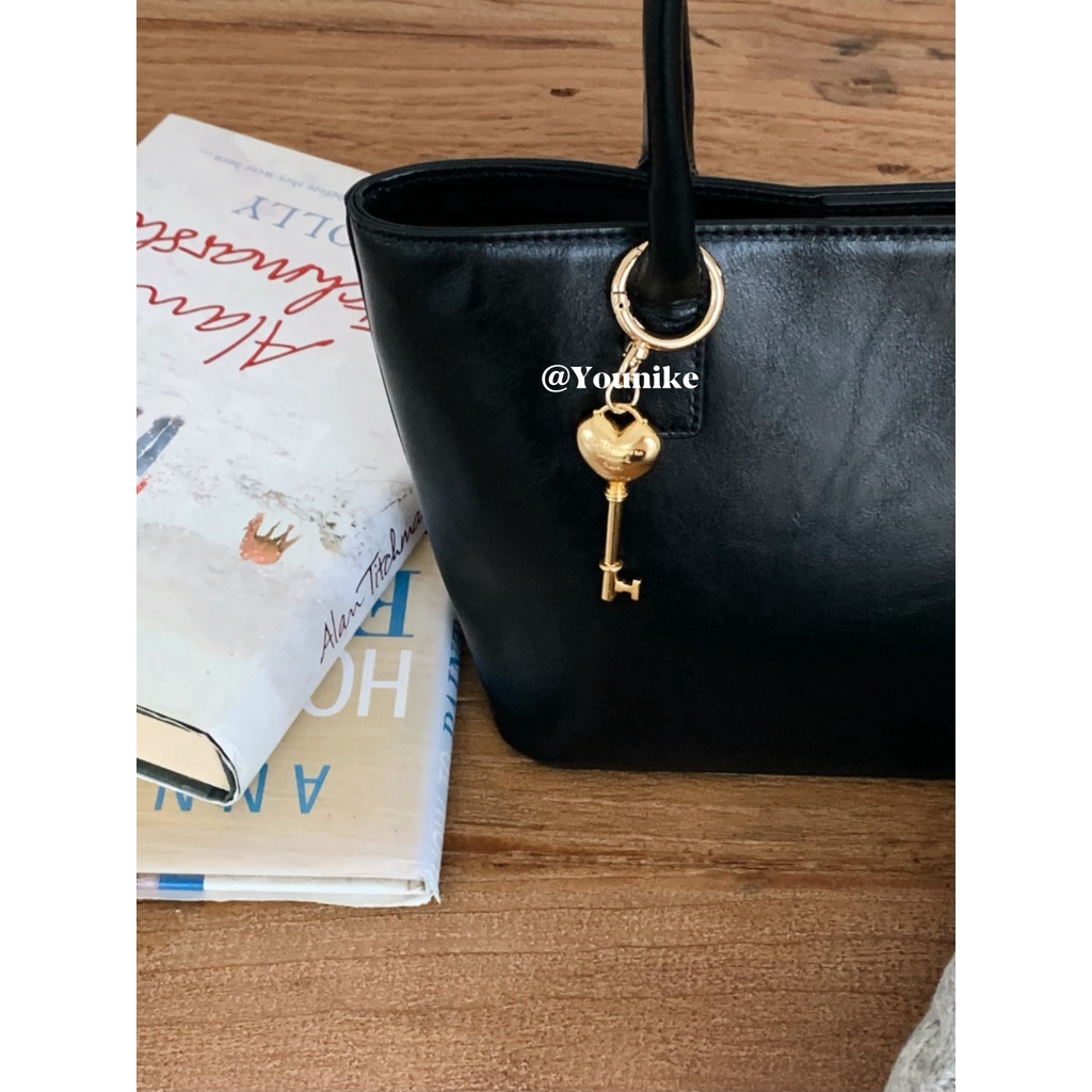 จี้พวงกุญแจทองเหลือง 18K รูปหัวใจ สไตล์เกาหลีเรโทร สําหรับ AirPods