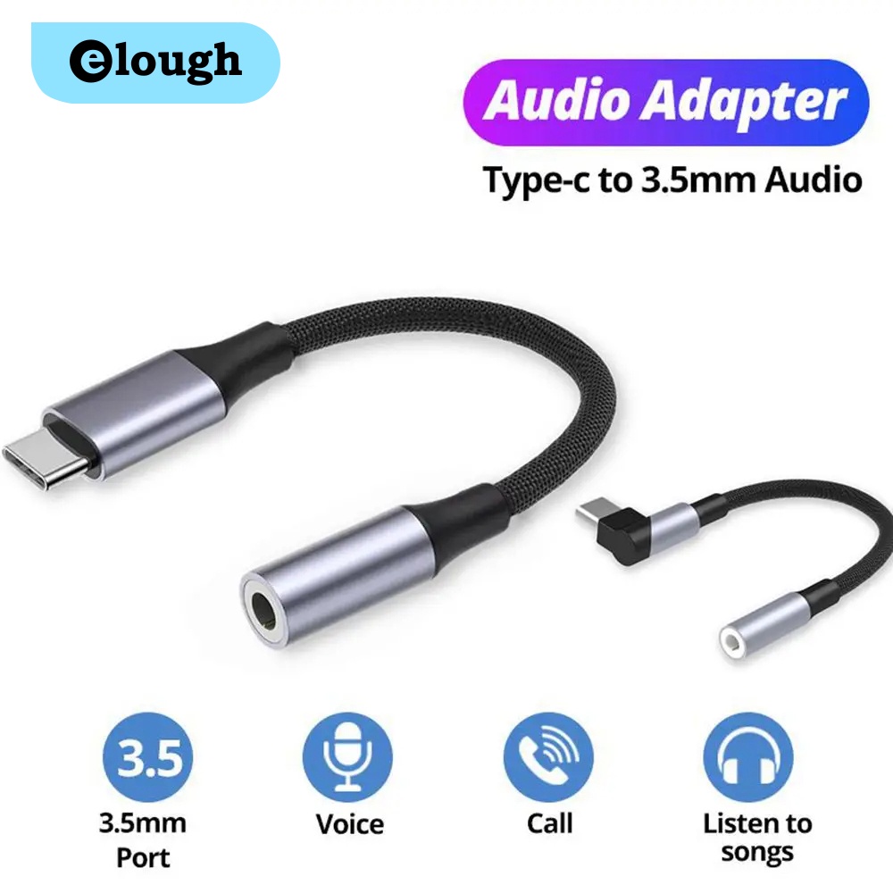 Elough อะแดปเตอร์แปลงสายเคเบิลหูฟัง Type C เป็น 3.5 มม. lOS เป็น 3.5 มม.