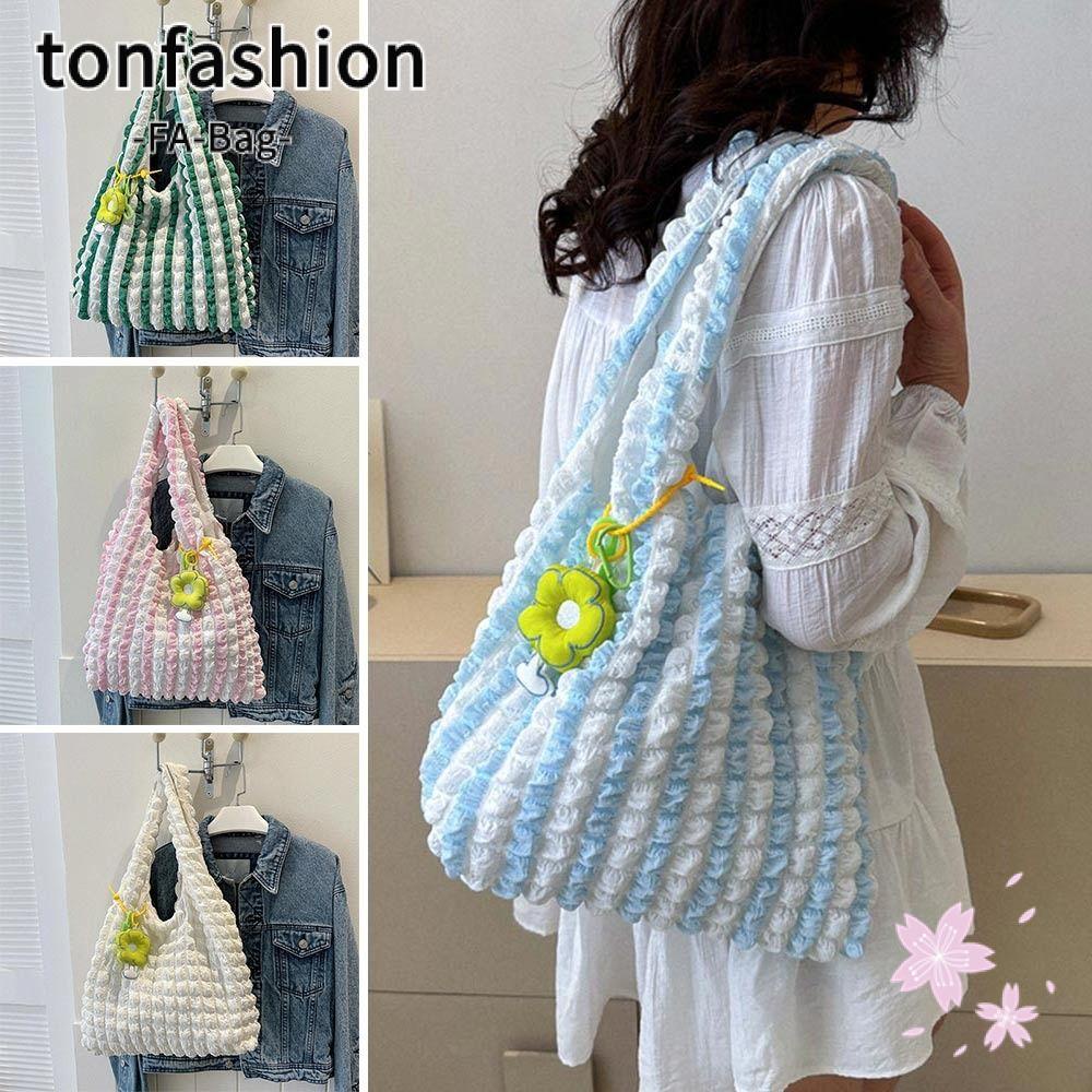 Tonfashion กระเป๋าสะพายไหล่ กระเป๋าช้อปปิ้ง จุของได้เยอะ แฟชั่นสําหรับสตรี