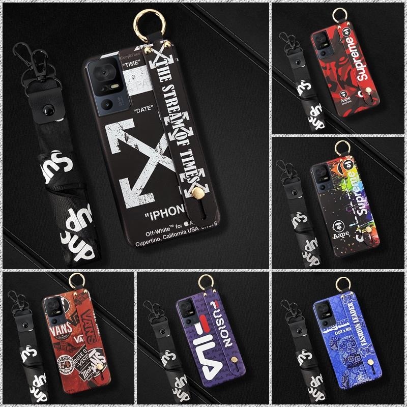 Anti-dust Phone Holder Phone Case For TCL 40SE/T610K protective Back Cover Wristband Shockproof Soft