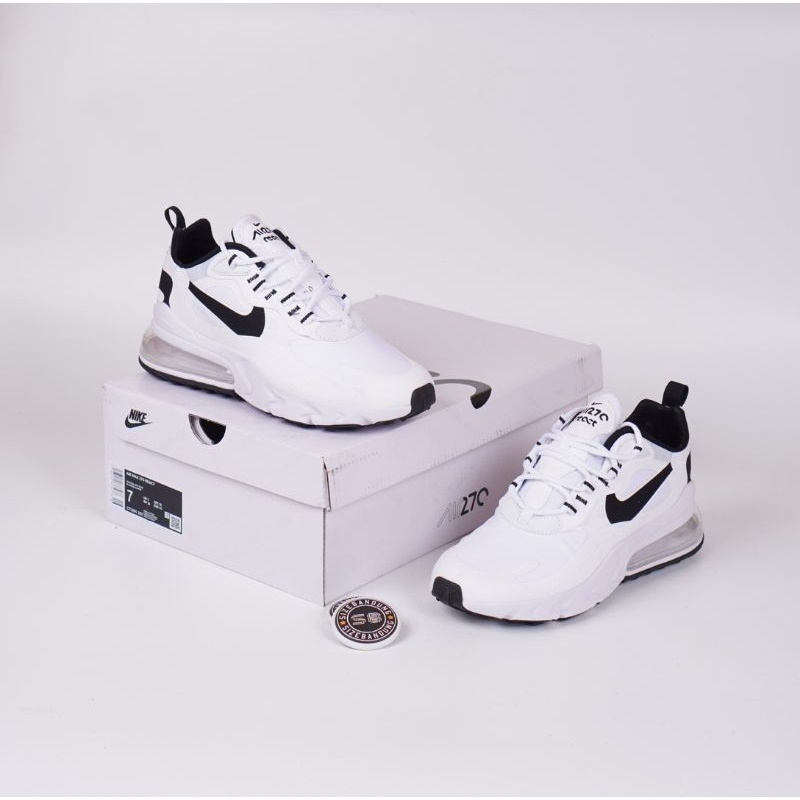 Seatu Nike Air Max 270 React รองเท้าผ้าใบลําลอง สีขาว สีดํา