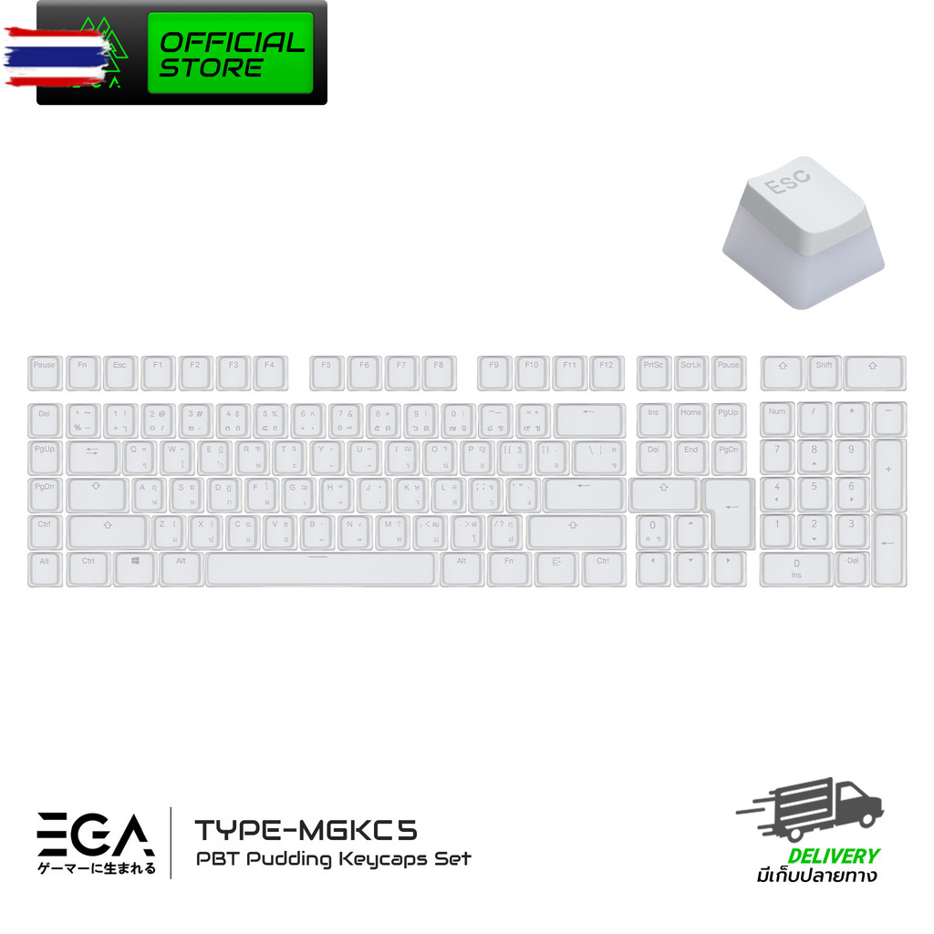 คีย์แคป Keycaps EGA TYPE MGKC5 PBT Pudding keycaps set  แป้นไทย/อังกฤษ 117 Keys OEM Double Shot ใส่ไ