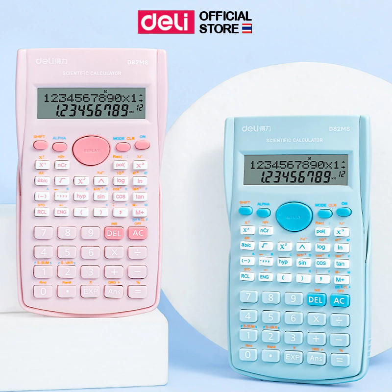Deli D82MS Function Calculator เครื่องคิดเลขวิทยาศาสตร์ หน้าจอ 12 หลัก (แพ็ค 1 ชิ้น)