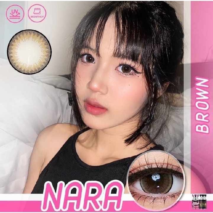 คอนแทคเลนส์🌈Nara🌈 Brown / Gray (Wink) ขนาดบิ๊กอาย💖ขายดี🍭