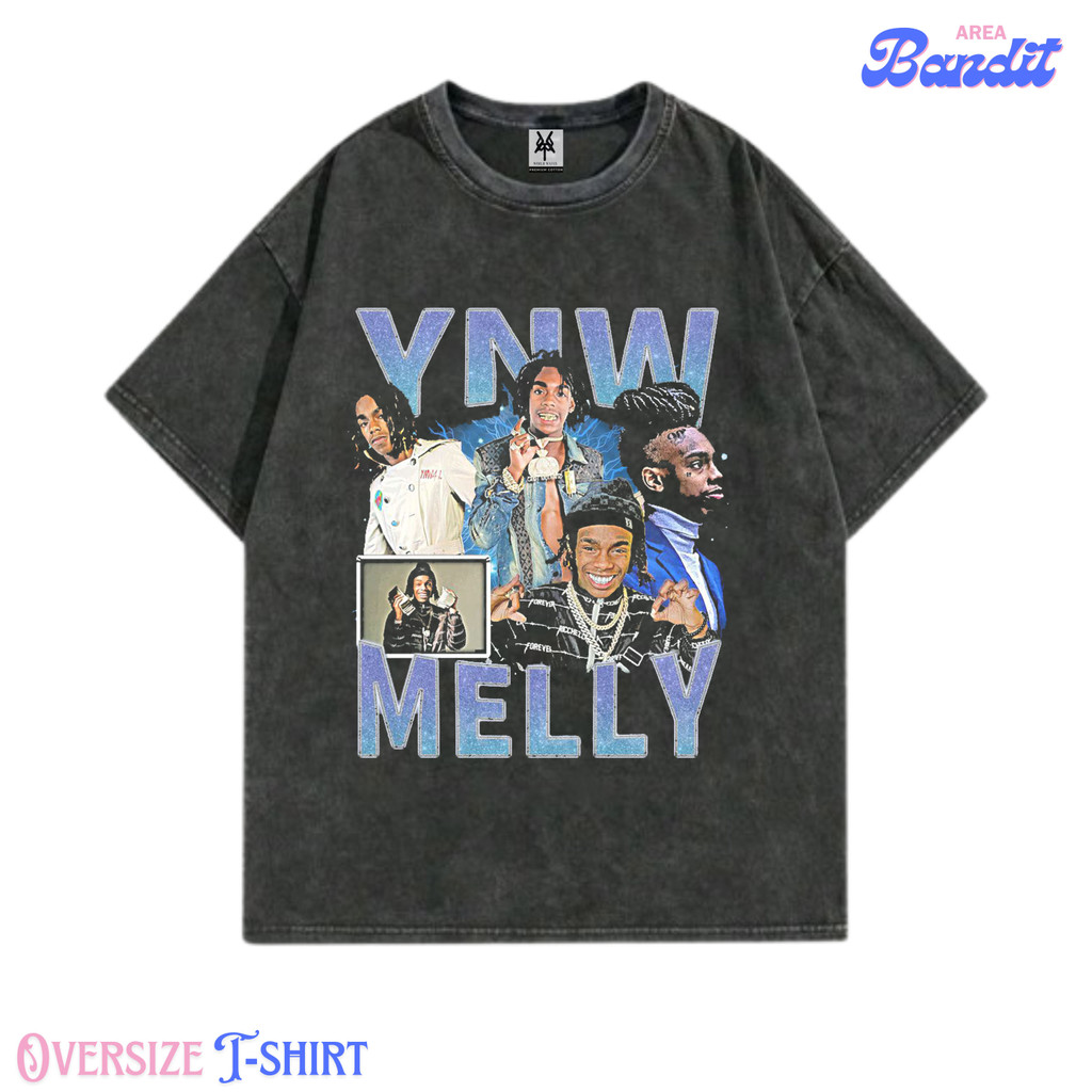 Bandit Area "YNW Melly rap style T-shirt" เสื้อยืดโอเวอร์ไซส์ล้าง