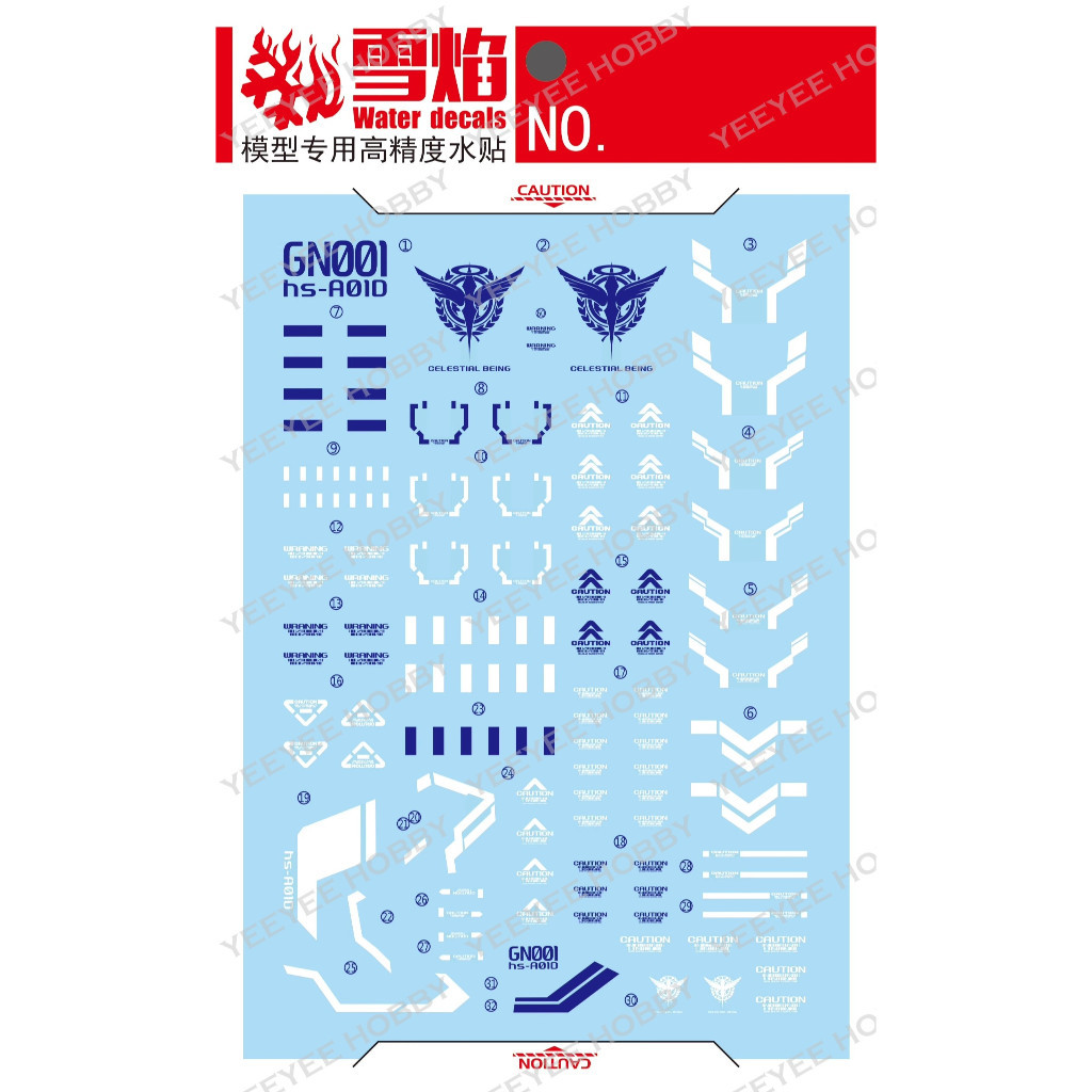 XUEYAN XY MODEL DECAL - PG-X - น้ําฟื้นฟูสําหรับ PG 1/60 EXIA AVALANCE MODEL