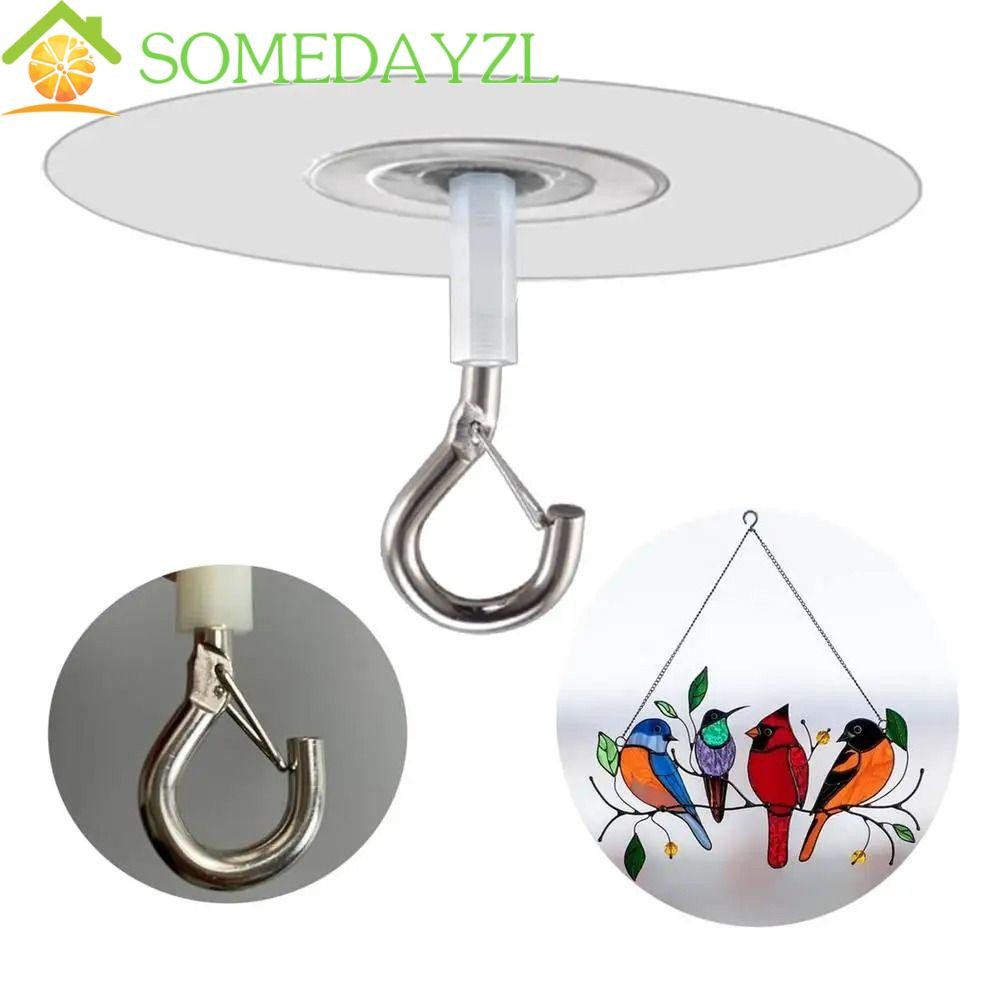 Somedayzl ตะขอติดผนัง,โปร่งใสมัลติฟังก์ชั่ Self-Adhesive เพดาน Hook,ดอกไม้หม้อสนับสนุน Strong แบริ่งน้ําทนพืชแขวนสําหรับพืชบอลลูน Wind Chimes