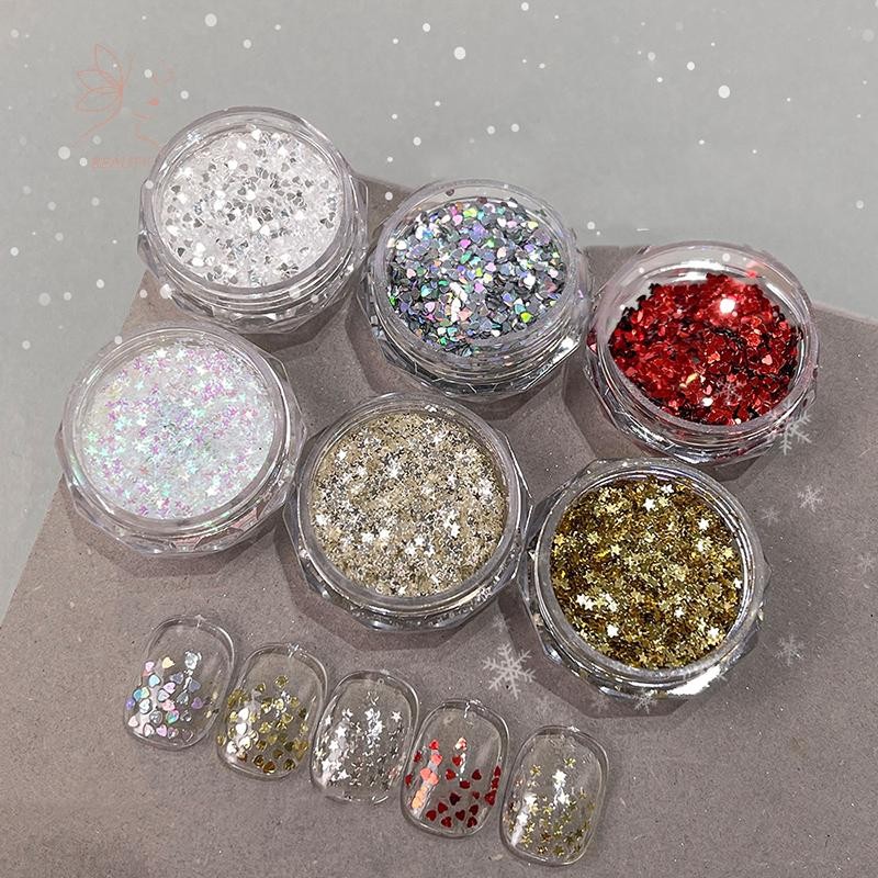 [maybeauty] Mini Sparkling Heart Star Nail Glitter Sparkling Pentagram Nail Decorative Nail Salon De