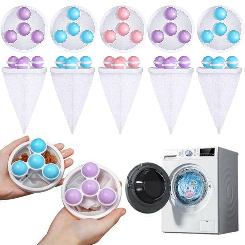 1/3/5 ชิ้นเครื่องซักผ้ากรองถุงตาข่าย / ผม Lint Removal Catcher / ตาข่ายกรองทําความสะอาดลูกบอลซักผ้า