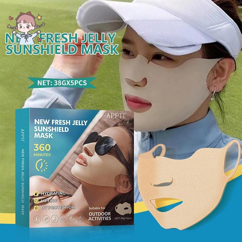 แผ่นแปะกันแดด, แผ่นแปะเจลกันแดดกอล์ฟ 5 ชิ้นสําหรับป้องกันรังสียูวี, เจลให้ความชุ่มชื้นบนใบหน้าดูแลผิวผ้าคลุมหน้าสําหรับปั่นจักรยานกลางแจ้งปีนเ