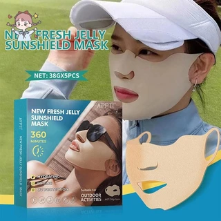 แผ่นแปะกันแดด, แผ่นแปะเจลกันแดดกอล์ฟ 5 ชิ้นสําหรับป้องกันรังสียูวี, เจลให้ความชุ่มชื้นบนใบหน้าดูแลผิวผ้าคลุมหน้าสําหรับปั่นจักรยานกลางแจ้งปีนเ